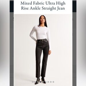 Abercrombie mixed material high rise straight jeans